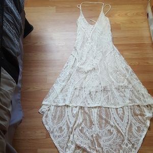 White lace asymmetrical dress